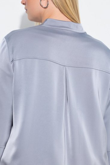 Ulla Popken 847191 Skimrende blousonjakke med collegekrage Grå - Jakker - Damejakker i store størrelser