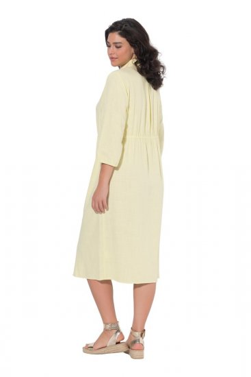 Ulla Popken 847224 Kjole i linblanding Gul - Sommerkjoler - Sommerkjoler for kvinner i store størrelser