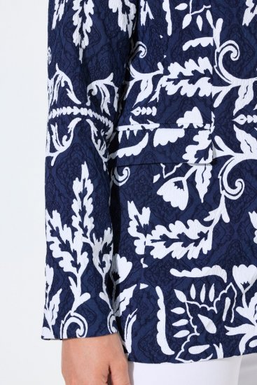 Ulla Popken 847586 Blazer i blomstret jacquard Mørkeblå - Blazere - Blazere i store størrelser for dame