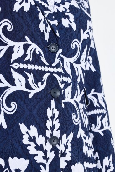 Ulla Popken 847586 Blazer i blomstret jacquard Mørkeblå - Blazere - Blazere i store størrelser for dame