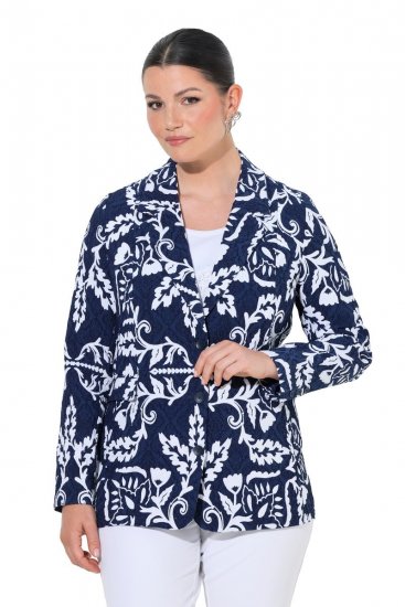 Ulla Popken 847586 Blazer i blomstret jacquard Mørkeblå - Blazere - Blazere i store størrelser for dame