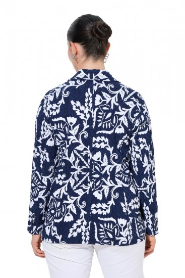 Ulla Popken 847586 Blazer i blomstret jacquard Mørkeblå - Blazere - Blazere i store størrelser for dame