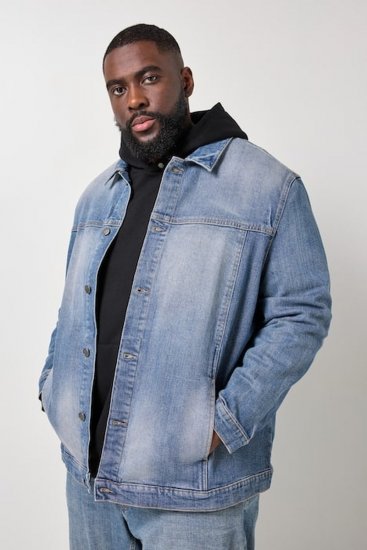STHUGE 847739 Jeansjakke i vintagelook Lyseblå - Jakker - Store jakker - 2XL-12XL
