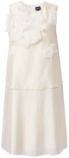 Ulla Popken 847918 Blomstret chiffongkjole Benhvit - Sommerkjoler - Sommerkjoler for kvinner i store størrelser