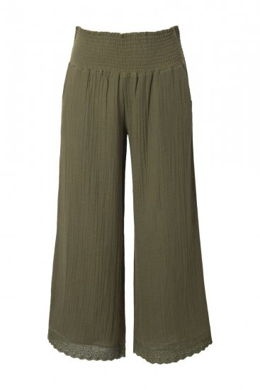 Ulla Popken 848131 Pyjamas med blonder Olivengrønn - Pyjamas/Loungewear - 