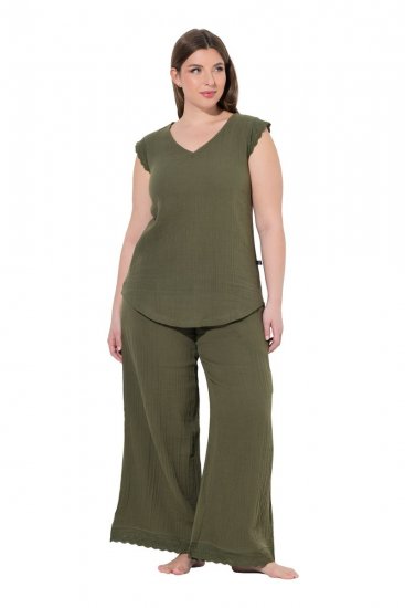 Ulla Popken 848131 Pyjamas med blonder Olivengrønn - Pyjamas/Loungewear - 