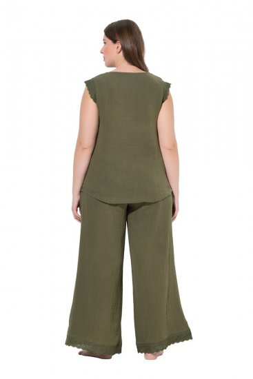 Ulla Popken 848131 Pyjamas med blonder Olivengrønn - Pyjamas/Loungewear - 