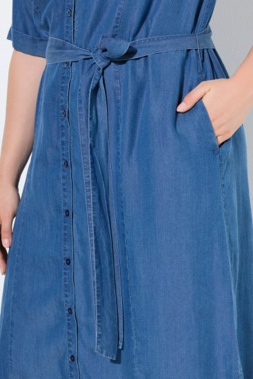 Ulla Popken 848491 Skjortekjole Denimblå - Midikjoler - Midikjoler i store størrelser