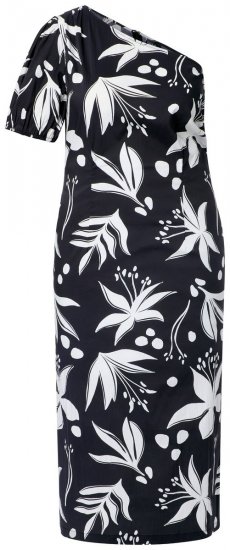 Ulla Popken 848510 Blomstret midikjole Svart - Midikjoler - Midikjoler i store størrelser