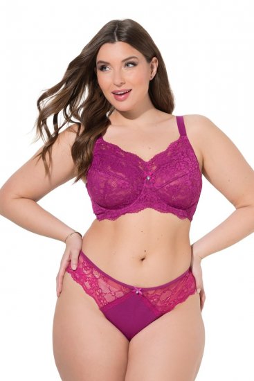 Ulla Popken 848522 Stringtruser med blonder 3-pakning Mørklilla - Truser - 