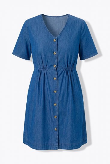 Ulla Popken 848597 Skjortekjole Denimblå - Skjortekjoler - 