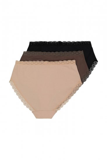 Ulla Popken 848803 Truser med blonder 3-pakning Svart - Truser - 
