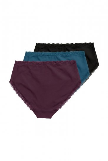 Ulla Popken 848803 Truser med blonder 3-pakning Vinrød - Truser - 