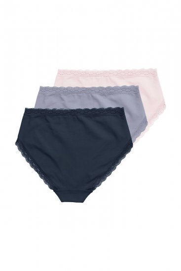 Ulla Popken 848803 Truser med blonder 3-pakning Lyseblå - Truser - 