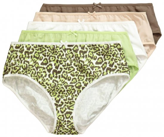 Ulla Popken 848810 Dyremønstrede truser 5-pakning Taupe - Truser - 