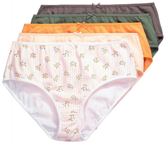 Ulla Popken 849098 Blomstrete truser 6-pakning Oransje - Truser - 