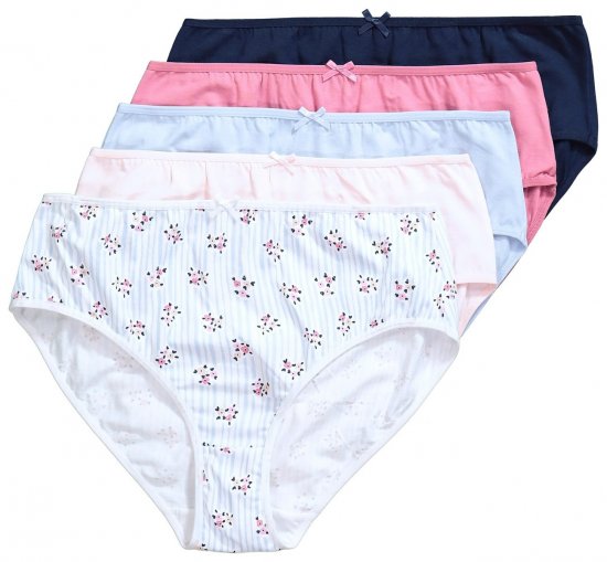Ulla Popken 849098 Blomstrete truser 5-pakning Lyseblå - Truser - 