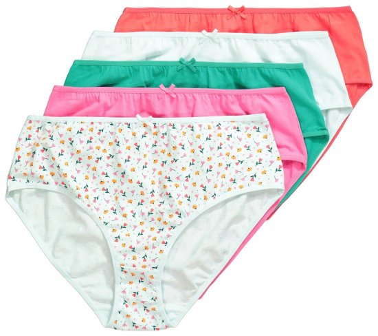 Ulla Popken 849140 Blomstrete truser 5-pakning Benhvit - Truser - 