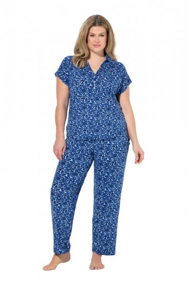 Ulla Popken 849144 Dyremønstret pyjamas Mørkeblå - Pyjamas/Loungewear - 
