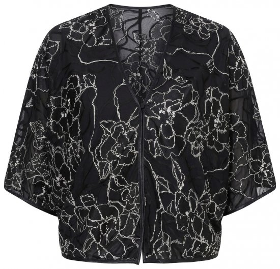 Ulla Popken 849213 Brodert bolero i silkeblanding Svart - Boleroer - 