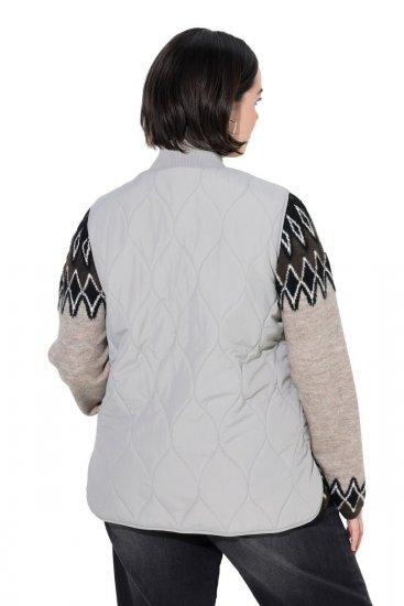 Ulla Popken 849221 Quiltet vest med ribbestrikket krage Grå - Vester - 
