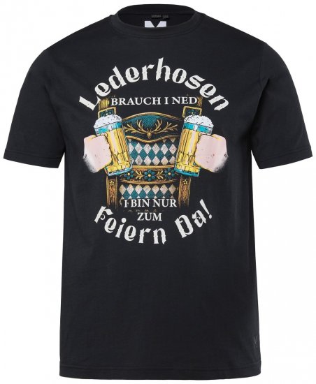 Men+ 410 T-skjorte Lederhosn Svart - T-skjorter - Store T-skjorter - 2XL-14XL