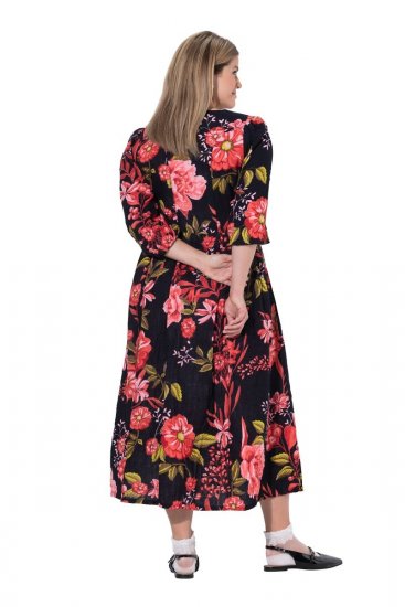 Ulla Popken 849593 Blomstret skjortekjole Mørkeblå - Maxikjoler - Maxikjoler for damer i store størrelser