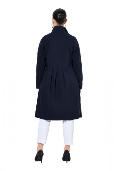 Ulla Popken 849803 Stretchkåpe med høy krage Mørkeblå - Frakker - Kåper i store størrelser