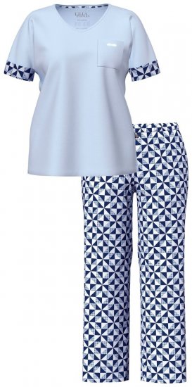 Ulla Popken 849850 Rutete pyjamas Lyseblå - Pyjamas/Loungewear - 