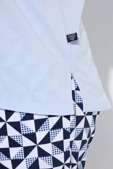 Ulla Popken 849850 Rutete pyjamas Lyseblå - Pyjamas/Loungewear - 