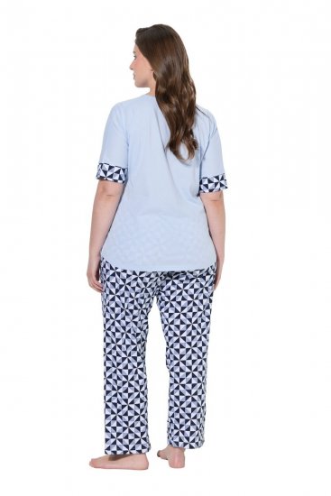 Ulla Popken 849850 Rutete pyjamas Lyseblå - Pyjamas/Loungewear - 
