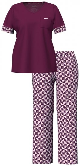 Ulla Popken 849850 Rutete pyjamas Bærrød - Pyjamas/Loungewear - 