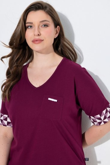 Ulla Popken 849850 Rutete pyjamas Bærrød - Pyjamas/Loungewear - 