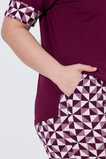 Ulla Popken 849850 Rutete pyjamas Bærrød - Pyjamas/Loungewear - 