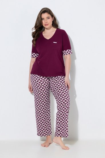 Ulla Popken 849850 Rutete pyjamas Bærrød - Pyjamas/Loungewear - 