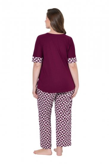 Ulla Popken 849850 Rutete pyjamas Bærrød - Pyjamas/Loungewear - 