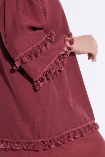 Ulla Popken 849860 Kimono Rustrød - Cardigans - Cardigans i store størrelser