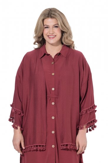 Ulla Popken 849860 Kimono Rustrød - Cardigans - Cardigans i store størrelser