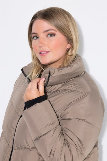 Ulla Popken 850041 Vattert kåpe Taupe - Frakker - Kåper i store størrelser
