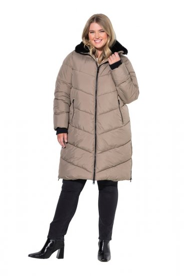 Ulla Popken 850041 Vattert kåpe Taupe - Frakker - Kåper i store størrelser