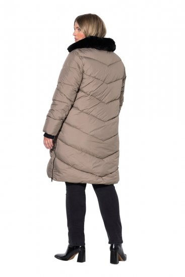 Ulla Popken 850041 Vattert kåpe Taupe - Frakker - Kåper i store størrelser