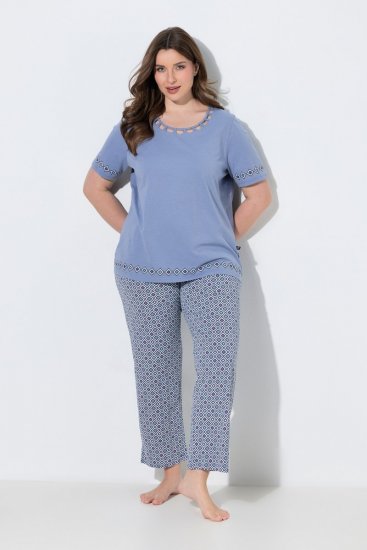 Ulla Popken 850045 Kortermet pyjamas Lyseblå - Pyjamas/Loungewear - 