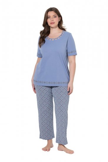 Ulla Popken 850045 Kortermet pyjamas Lyseblå - Pyjamas/Loungewear - 