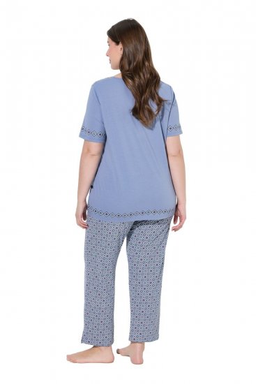 Ulla Popken 850045 Kortermet pyjamas Lyseblå - Pyjamas/Loungewear - 