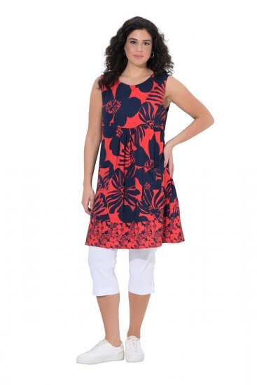 Ulla Popken 850175 Mønstret jerseykjole Korall - Jerseykjoler - 