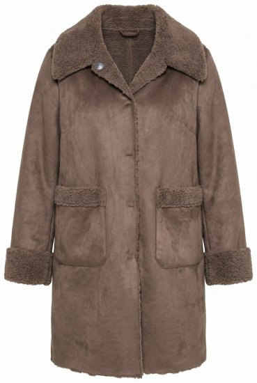 Ulla Popken 850251 Teddykåpe Lysebrun - Frakker - Kåper i store størrelser