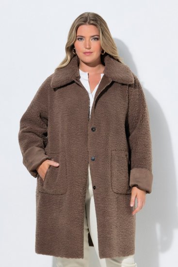 Ulla Popken 850251 Teddykåpe Lysebrun - Frakker - Kåper i store størrelser