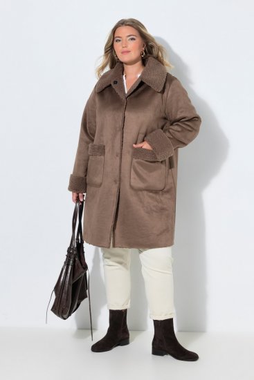 Ulla Popken 850251 Teddykåpe Lysebrun - Frakker - Kåper i store størrelser