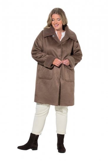 Ulla Popken 850251 Teddykåpe Lysebrun - Frakker - Kåper i store størrelser