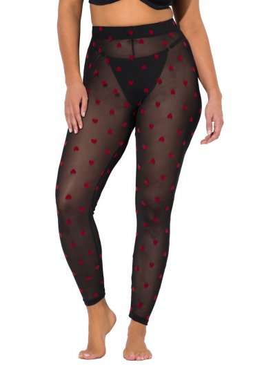 Ulla Popken 850264 Mønstrede strømpeleggings Svart - Strømpebukser & sokker - 